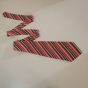 OSBORN Men's Tie 👔 Size 60"x4" Red and Gold, Blue, Brown, Black Stripes
